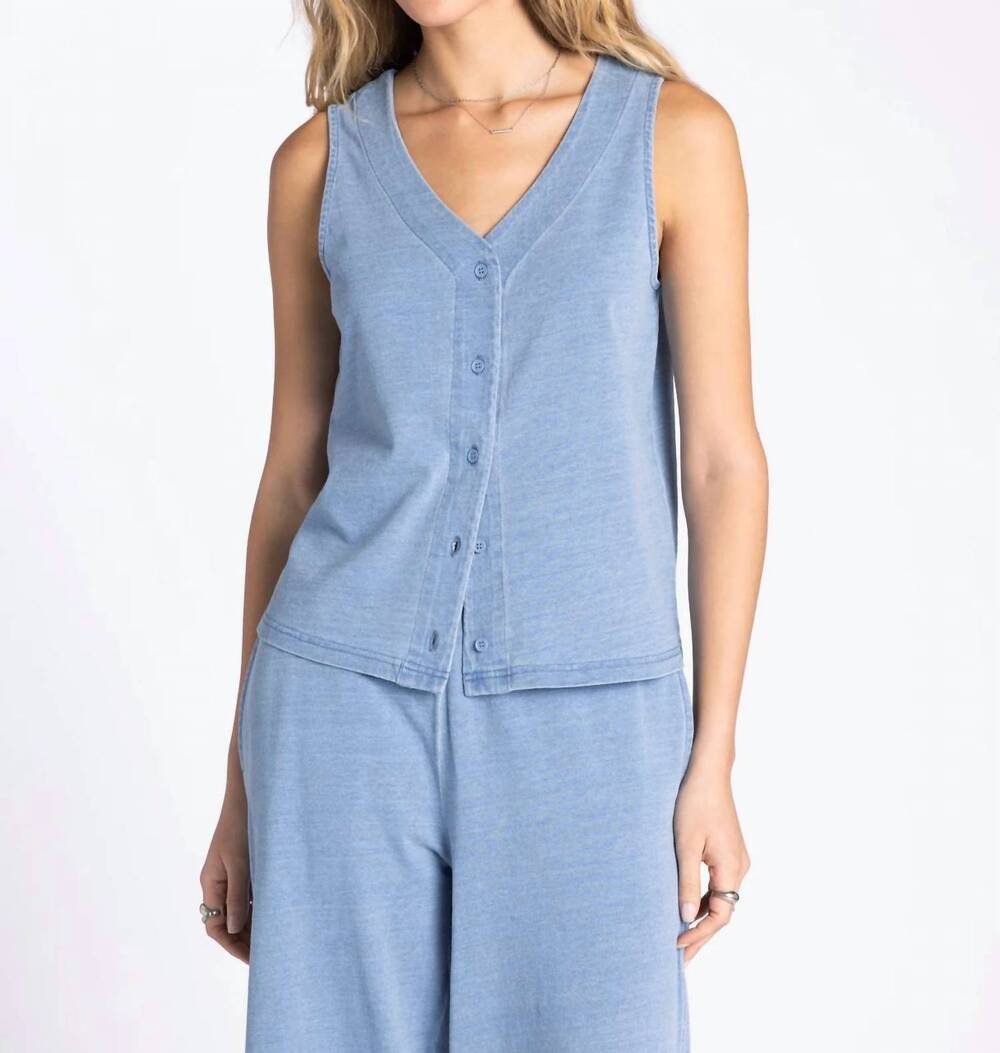 NEW THREAD & SUPPLY allium button-up tank top in lt. denim